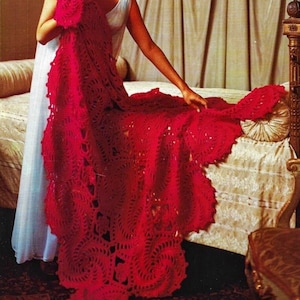 Vintage Crochet Pattern Valentines Day Lacy Red Afghan PDF Instant Digital Download Holiday Throw Blanket Home Decor