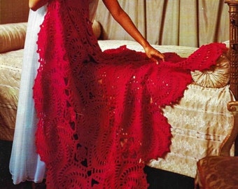 Vintage Crochet Pattern Valentines Day Lacy Red Afghan PDF Instant Digital Download Holiday Throw Blanket Home Decor