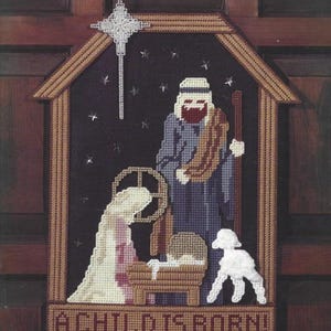 Plastic Canvas Christmas Pattern Nativity Set PDF Instant Digital Download Holy Family Manger Scene Door Wall Hanging Holiday Home Decor