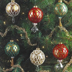 Vintage Crochet Pattern Christmas Ball Covers PDF Instant Digital Download Lacy Holiday Ornament Covers 12 Designs Retro Tree Decor