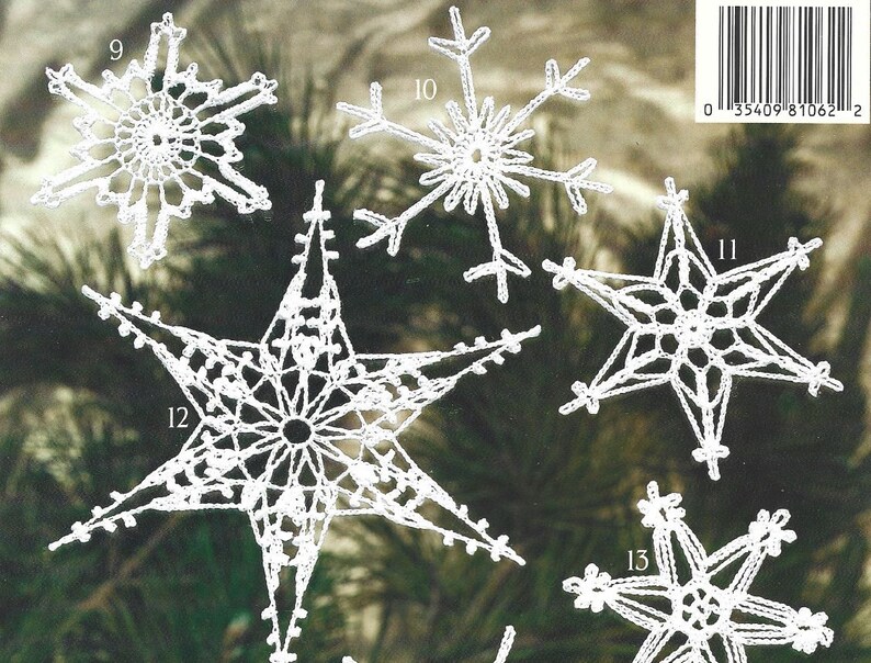 Vintage Crochet Pattern 16 Snowflake Ornaments Lacy Christmas image 5