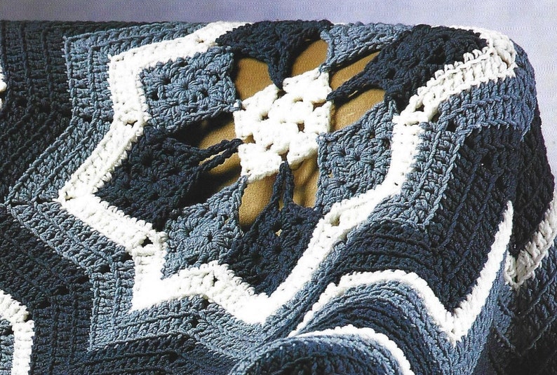 Vintage Crochet Pattern Granny Square Ripple Afghan Blanket Etsy