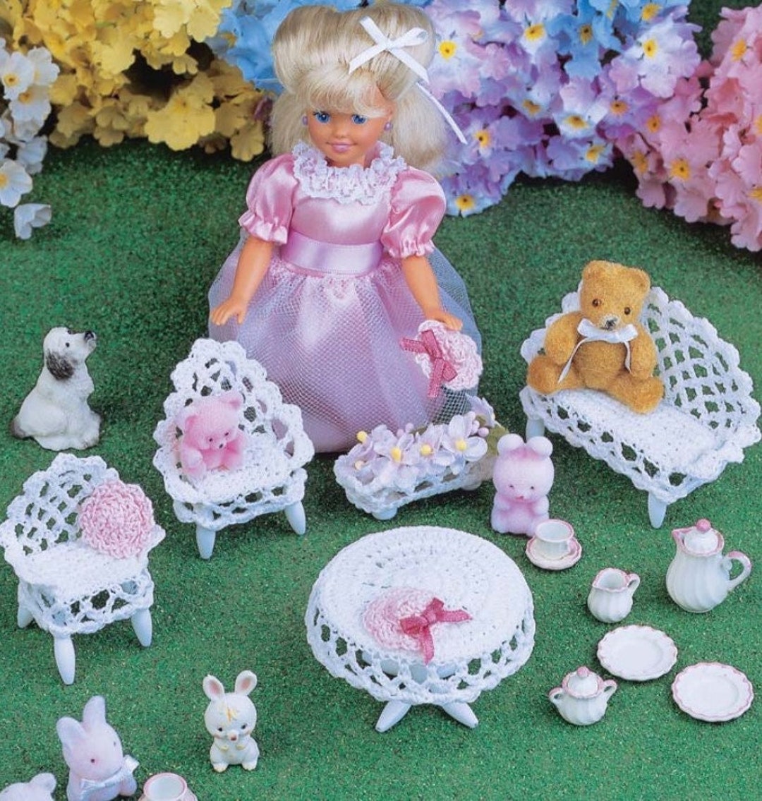 Vintage Crochet Pattern Fashion Doll Furniture Table Love Seat Etsy