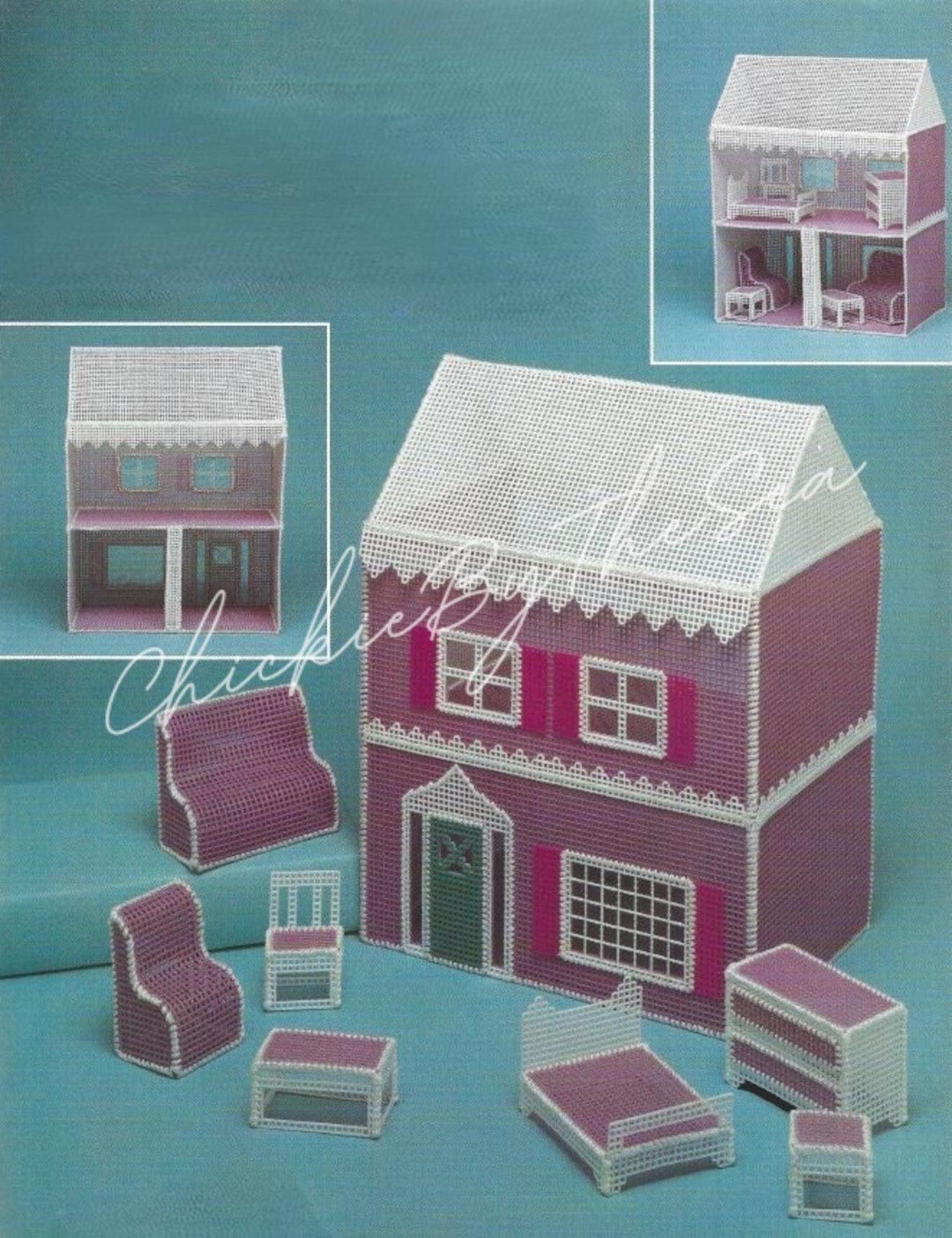 Plastic Canvas Dollhouse Pattern With Doll House Furniture Play Set PDF Instant Digital Download Quick Easy Stitch Guide Home Decor - Etsy