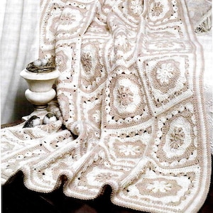 Vintage Crochet Afghan Pattern Elegant Granny Square Floral Throw Blanket PDF Instant Digital Download Minimalist Home Decor