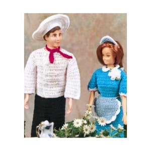 Vintage Crochet Pattern Barbie Waitress and Chef Clothes Uniform Fashion Doll Role Play Toys PDF Instant Digital Download Restaurant