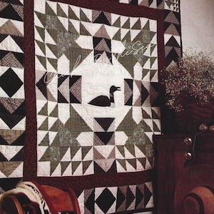 Vintage Quilt Pattern Loon Throw Blanket Bed Covering PDF Instant Digital Download Duck Wall Hanging Lake Cabin Country Home Decor