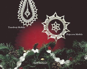 Vintage haakpatroon kerstversieringen Retro kanten kerstslinger Victoriaans vakantieornament PDF Instant Digitale download 5 ontwerpen