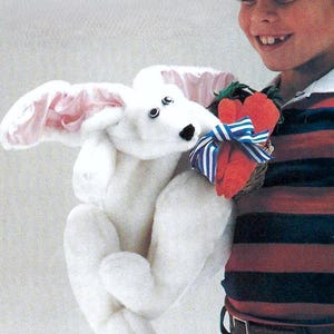 Vintage Sewing Pattern Plush Rabbit Family 25" Giant Rabbit and 11" Baby Bunny Soft Fleece Fake Fur Puppet Toy PDF Instant Digital Download