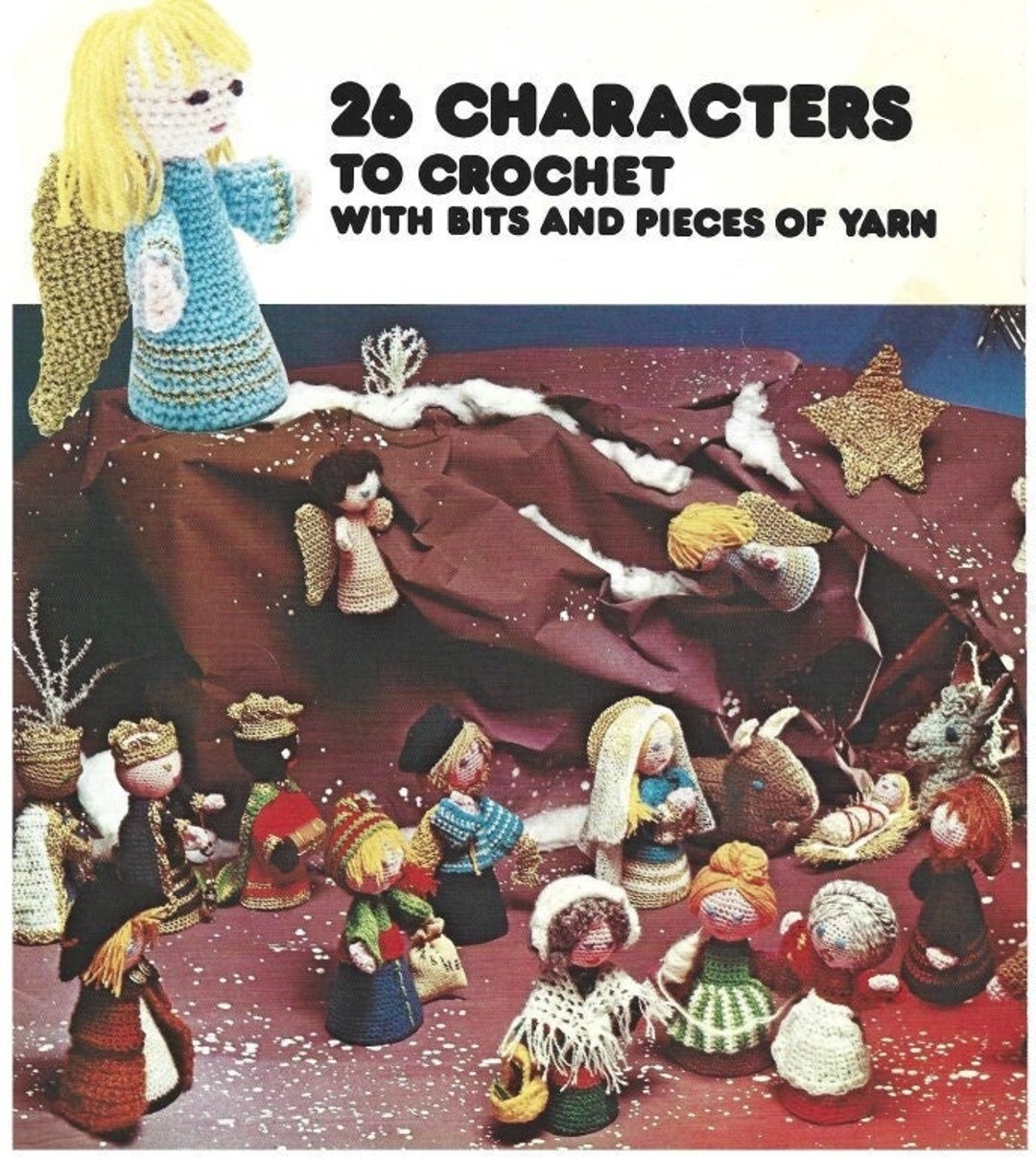 Vintage Crochet Christmas Pattern Nativity Scene Baby Jesus Manger Mary ...