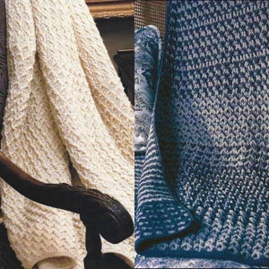 Two Vintage Crochet Afghan Patterns Aran Sampler and Striped Sampler Blankets PDF Instant Digital Download Set of 2 Throw Blanket Home Decor