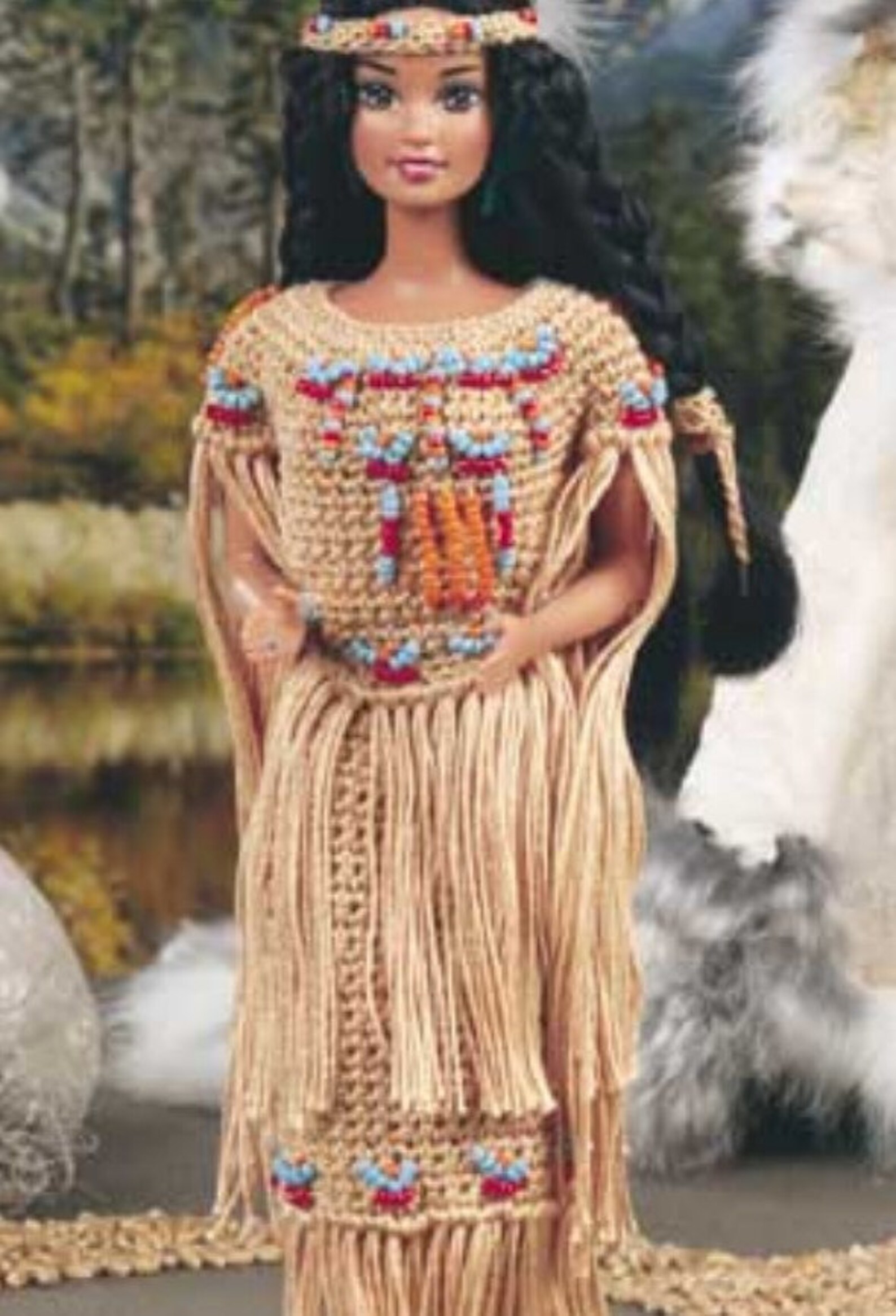Vintage Crochet Pattern Native American Doll Indian Skirt Top With