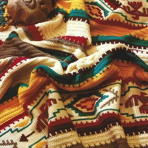 Vintage Crochet Pattern Navajo Indian Design Afghan PDF Instant Digital ...