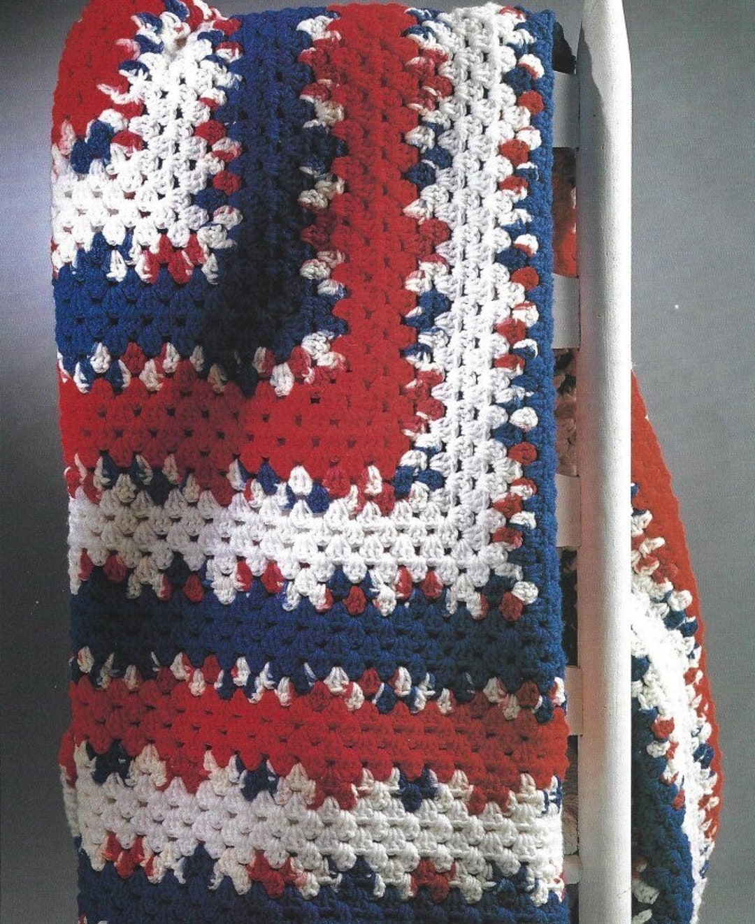 Crochet Pattern 4th of July Granny Square Afghan Patriotic Red