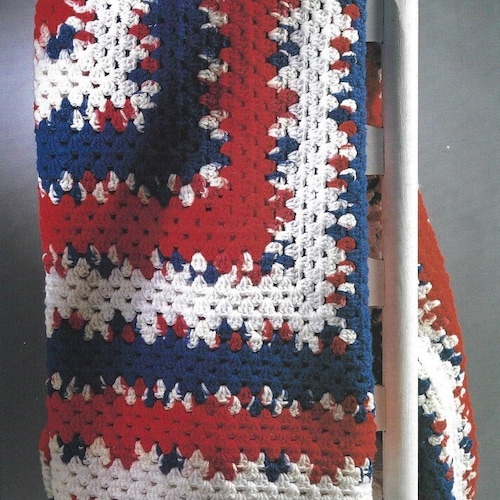 Crochet Pattern 4th of July Granny Square Afghan Patriotic Red