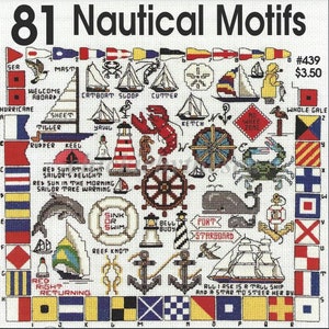 Vintage Cross Stitch Patterns 81 Miniature Nautical Motifs PDF Instant Digital Download Embroidery Mini Beach Lighthouse Designs Home Decor