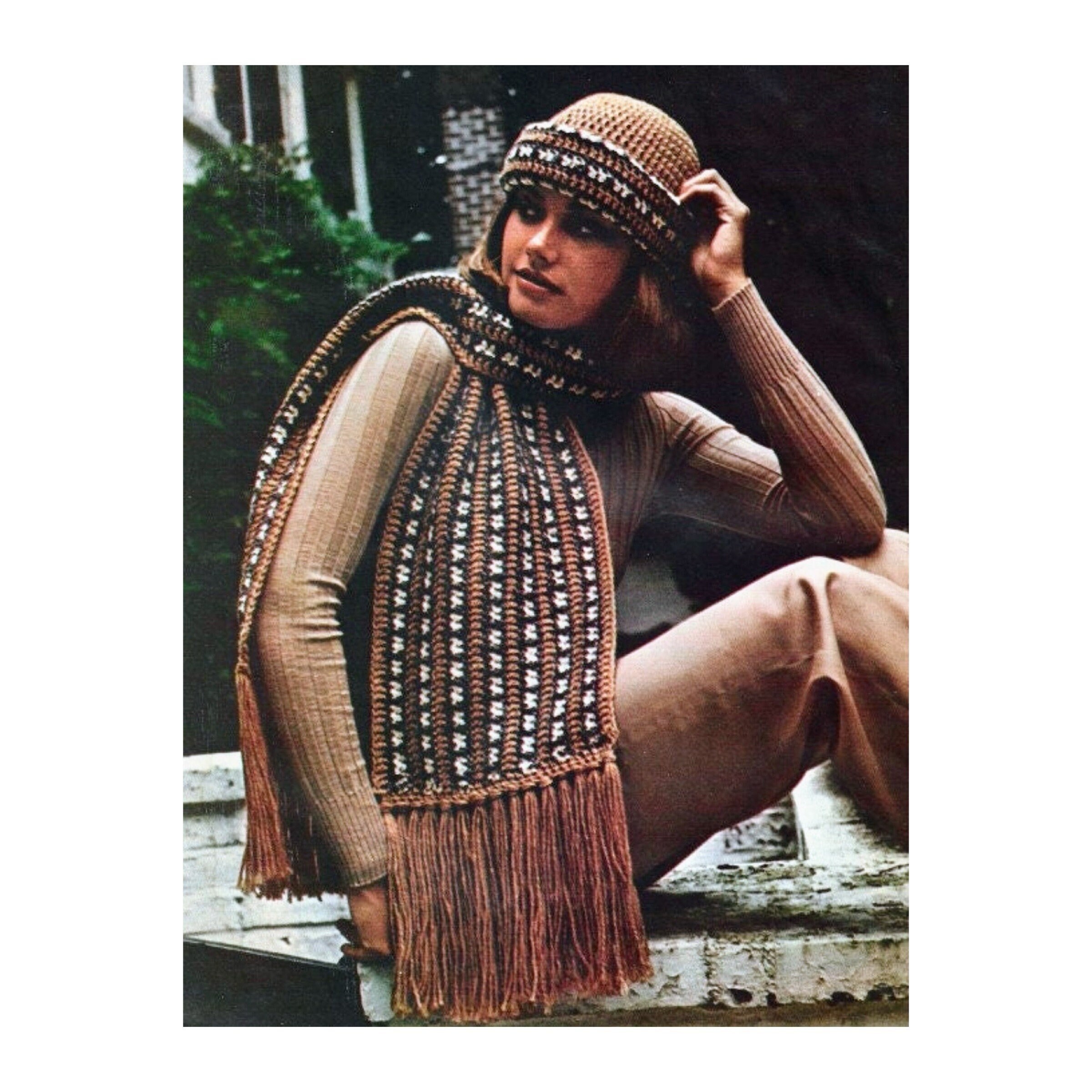 Womens Striped Beanie and Scarf - Etsy display picture 1