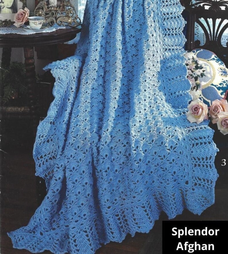 Vintage Crochet Pattern Victorian Lace Afghan Ruffle Edge Etsy