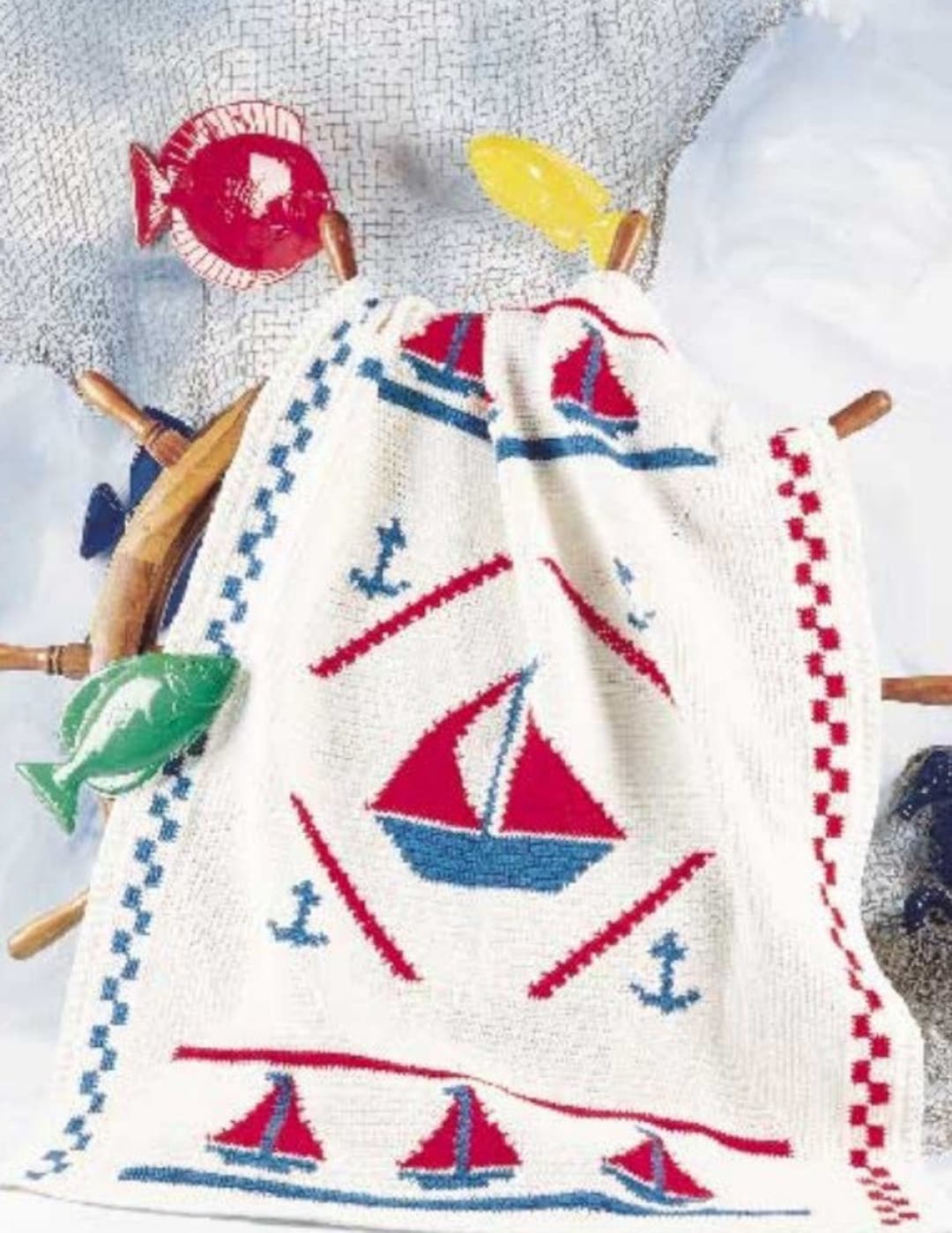 Vintage Crochet Pattern Sailboat Motif Afghan PDF Instant Digital ...