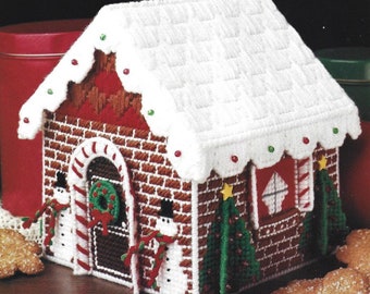 Plastic Canvas Christmas Pattern Gingerbread Goodie House PDF Instant Digital Download Christmas Tree Cottage Holiday Home Decor 8" x 11"