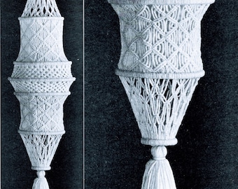 Vintage Macrame Pattern Lacy Hanging Lamp 3 Feet Long PDF Instant Digital Download Chandelier Lampshade Boho Home Decor Ibiza Style Lantern