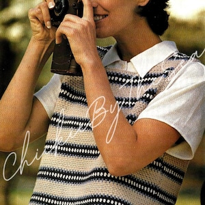 Vintage Crochet Pattern Earthenware Crop Top PDF Instant Digital Download Womens Waistcoat Cropped Vest Tank Top