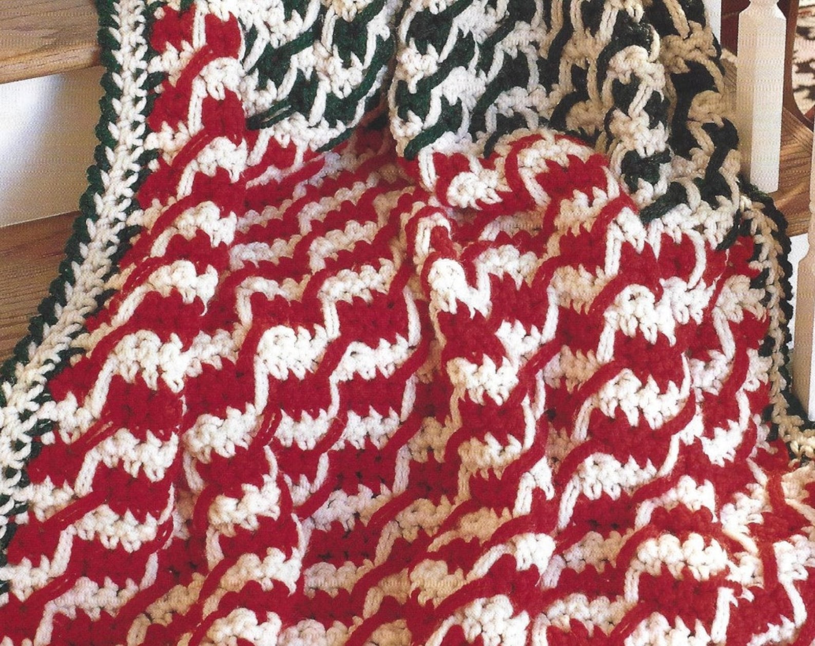 Vintage Christmas Afghan Crochet Pattern Peppermint Candy Cane Striped ...