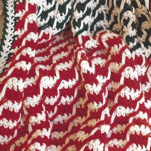 Vintage Christmas Afghan Crochet Pattern Peppermint Candy Cane Striped ...