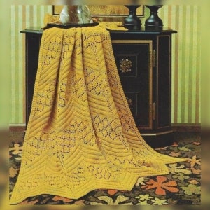 Vintage Knitting Pattern Chevron Lace Afghan Blanket PDF Instant Digital Download Retro Bohemian Fall Autumn Throw Blanket 44x69