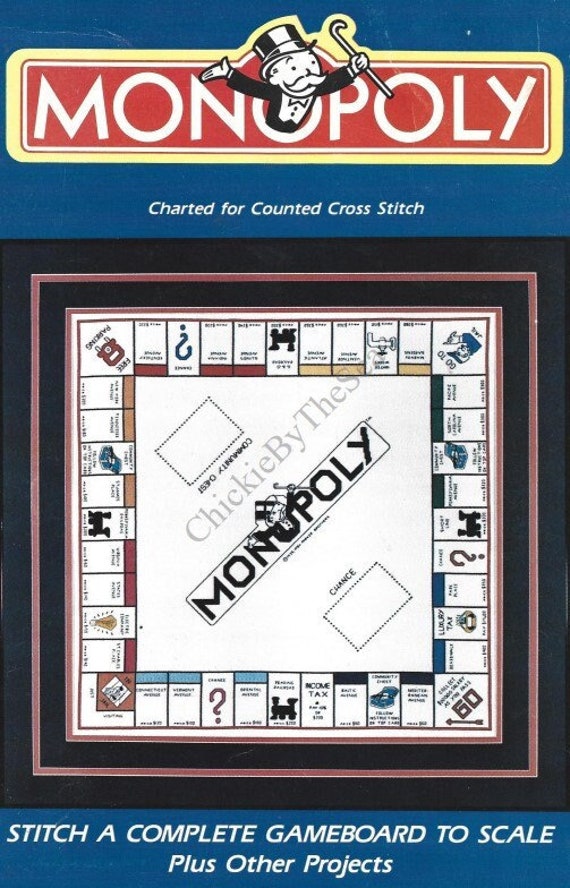 Vintage Cross Stitch Pattern Monopoly Game Board PDF Instant