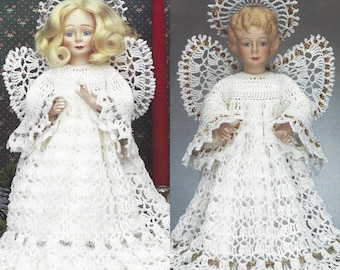 Patrón de crochet vintage para ángel navideño con encaje, adorno para árbol de Navidad (PDF, descarga digital instantánea), centro de mesa victoriano para decoración del hogar.