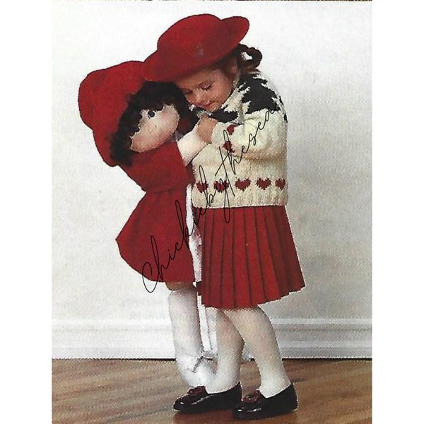 Vintage Sewing Pattern Plush 32" Sweetie Pie Doll Fabric Toy PDF Instant Digital Download Doll Friend with Hat Dress Coat Shoes Kids Gift