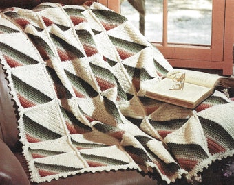 Vintage Quilt Crochet Pattern Earth Tone Afghan PDF Instant Digital Download Scrap Yarn Throw Blanket Coverlet Minimalist Home Decor
