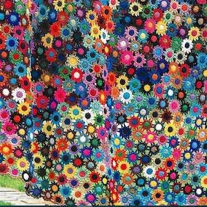 Vintage Crochet Pattern Meadow Flower Afghan Scrap Yarn Project Floral Motif Throw Blanket PDF Instant Digital Download Lapghan Home Decor image 7