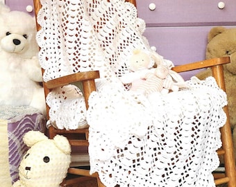 Vintage Crochet Pattern Lacy Baby Blanket Afghan PDF Instant Digital Download Stroller Cover Baby Shower Gift Lapghan