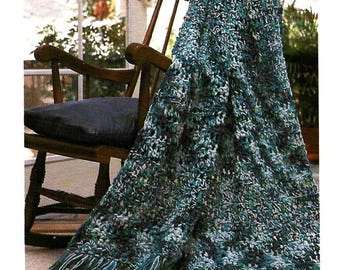 Vintage Crochet Pattern Ombre Ocean Blues Afghan PDF Instant Digital Download Variegated Sea Waves Throw Blanket Vacation Beach Home Decor