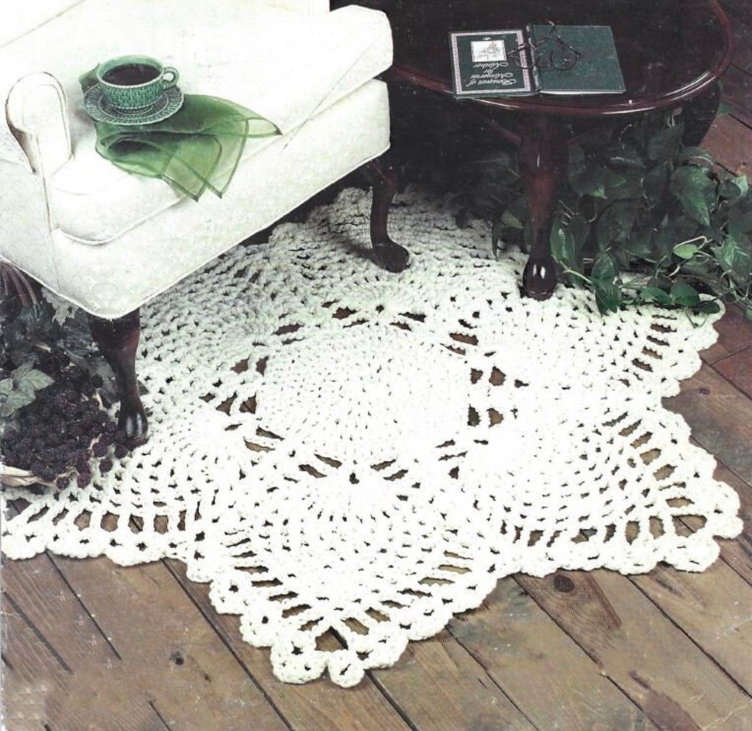 Rug Patterns.pdf Vintage Crochet Aran Pineapple Star Doily Rug Pattern (PDF Digital ...