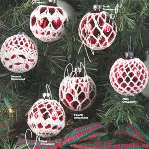 Vintage Crochet Pattern Lacy Christmas Ball Covers Retro Holiday Ornament Covers PDF Instant Digital Download Home Decor 6 Different Designs