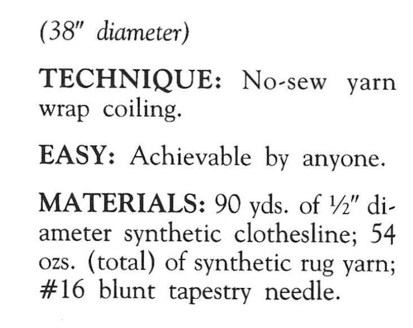 Vintage Coiled Rug Pattern No Sew Meditation Mat PDF Instant Digital ...