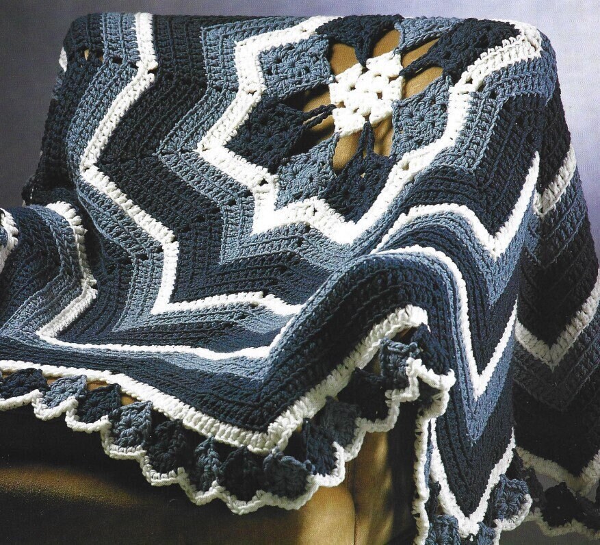 Vintage Crochet Pattern Granny Square Ripple Afghan Blanket Etsy
