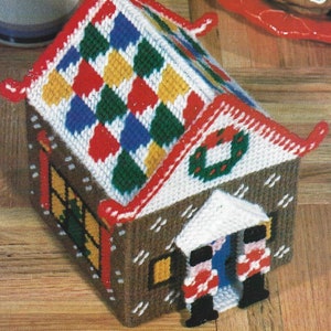 Plastic Canvas Pattern Gingerbread House PDF Instant Digital Download Christmas Candy Cottage Holiday Home Decor