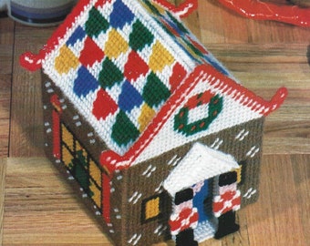 Plastic Canvas Pattern Gingerbread House PDF Instant Digital Download Christmas Candy Cottage Holiday Home Decor