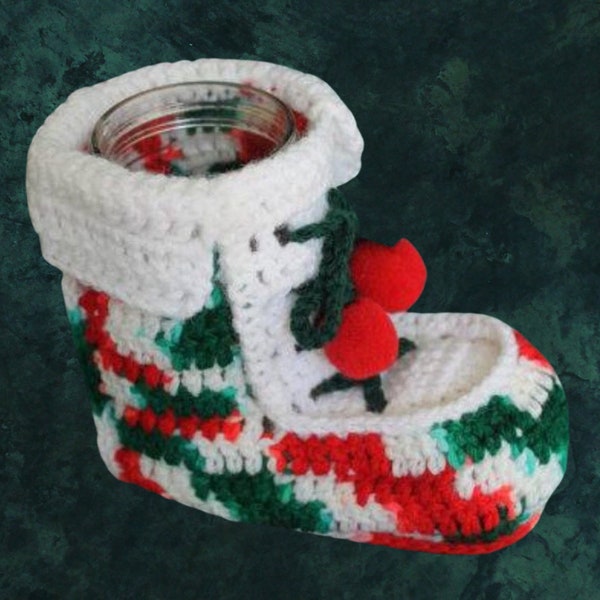 Motif vintage au crochet, botte de Noël PDF en téléchargement numérique instantané, porte-canne en bonbon, pièce maîtresse des fêtes, décoration