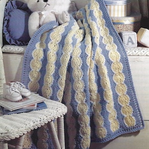 Mile a Minute Crochet Pattern Sunny Scallops Baby Blanket Afghan PDF Instant Digital Download Coverlet Lapghan 35&quot; x 46&quot; Baby Shower Gift