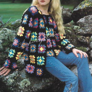 Vintage Crochet Pattern Modern Granny Square Cardigan Sweater and Matching Tank Top Set PDF Instant Digital Download