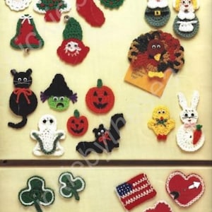 Vintage Crochet Holiday Fridge Magnets Pattern: 22 Designs (PDF Digital Download)