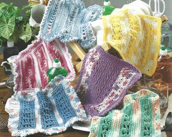 Mile a Minute Dishcloths Crochet Pattern PDF Instant Digital Download Includes 12 Different Washcloth Designs Leaflet of 17 Pages