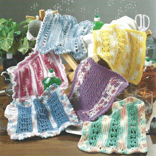 Mile a Minute Dishcloths Crochet Pattern PDF Instant Digital Download Includes 12 Different Washcloth Designs Leaflet of 17 Pages