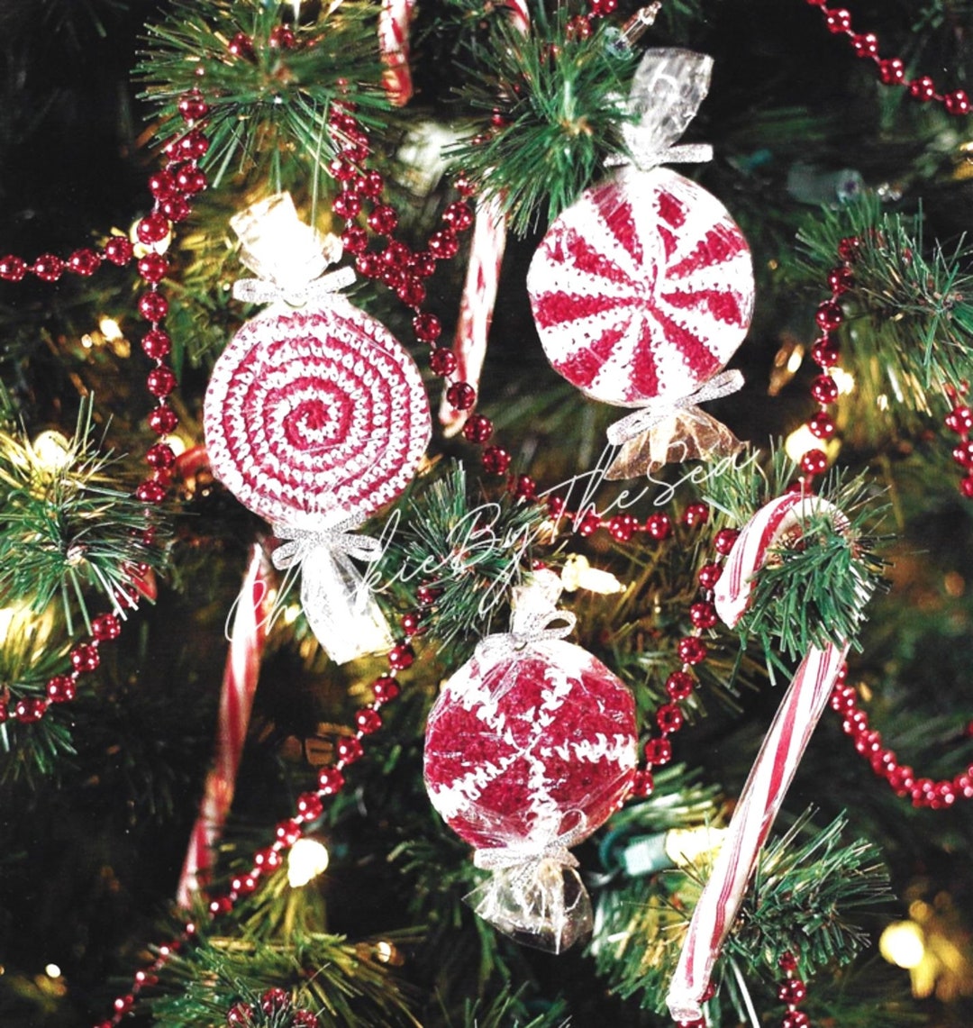Vintage Crochet Pattern Peppermint Candy Cane Ornaments Set of 3 PDF ...
