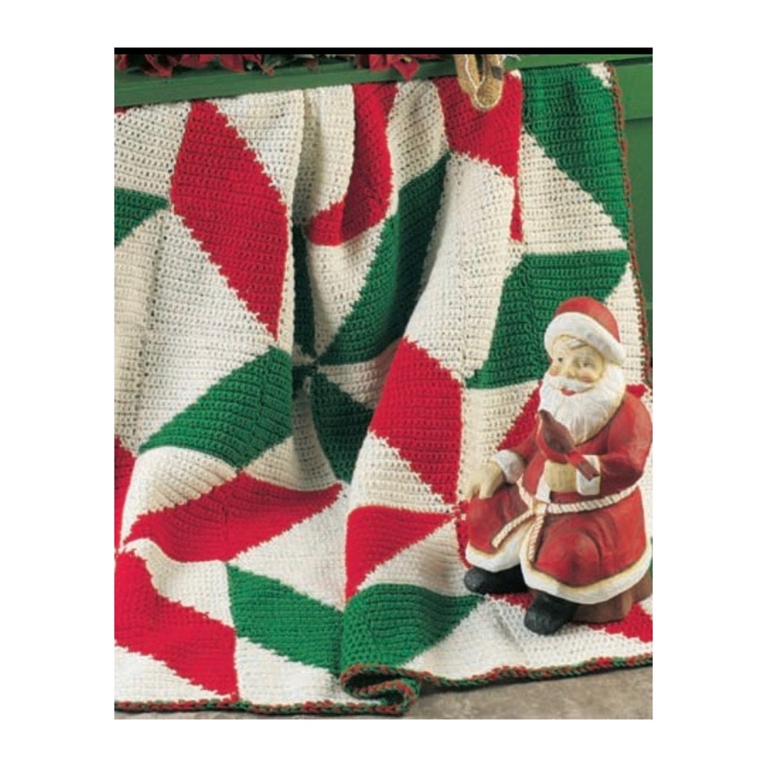 Vintage Crochet Christmas Afghan Pattern Pinwheel Poinsettia Etsy